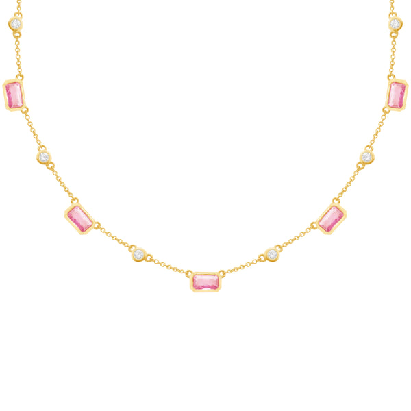 14K GOLD DIAMOND PINK SAPPHIRE DELILAH NECKLACE