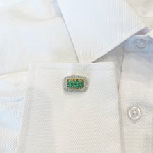 14K GOLD DIAMOND EMERALD BARRY CUFFLINKS