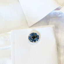 14K GOLD DIAMOND SAPPHIRE MATT CUFFLINKS