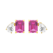 14K GOLD WHITE TOPAZ AND PINK TOPAZ CHARLOTTE STUDS