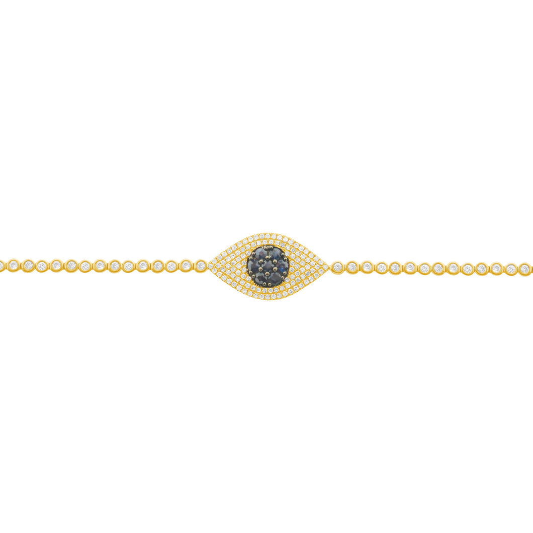 14K GOLD DIAMOND SAPPHIRE OLIVIA EYE BRACELET