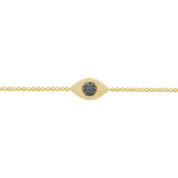 14K GOLD DIAMOND SAPPHIRE OLIVIA EYE BRACELET