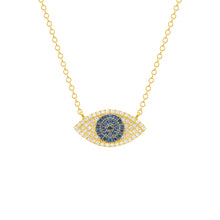 14K GOLD DIAMOND BLACK DIAMOND AND SAPPHIRE KENDALL EYE NECKLACE