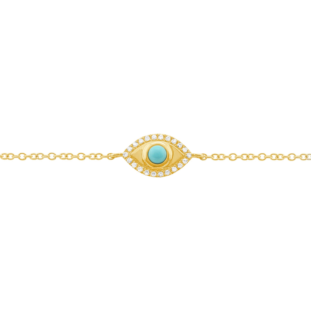 14K GOLD DIAMOND TURQUOISE MIMI EYE BRACELET