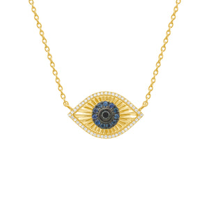 14K GOLD DIAMOND BLACK DIAMOND AND SAPPHIRE LANA EYE NECKLACE