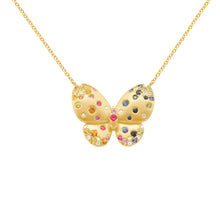 14K GOLD DIAMOND MULTICOLOR SAPPHIRE CONFETTI BUTTERFLY NECKLACE