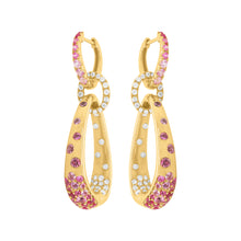 14K GOLD DIAMOND RUBY AND PINK SAPPHIRE SAGE EARRINGS