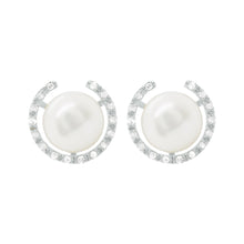 14K GOLD DIAMOND PEARL PERI STUDS