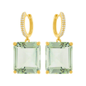 14K GOLD DIAMOND GREEN AMETHYST SARA EARRINGS