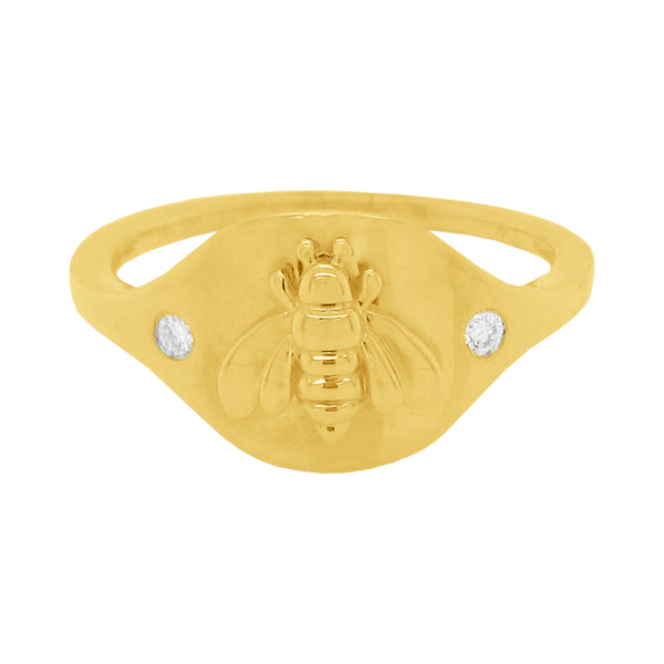 14K GOLD DIAMOND BEE RING