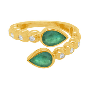 14K GOLD DIAMOND EMERALD KENDALL RING