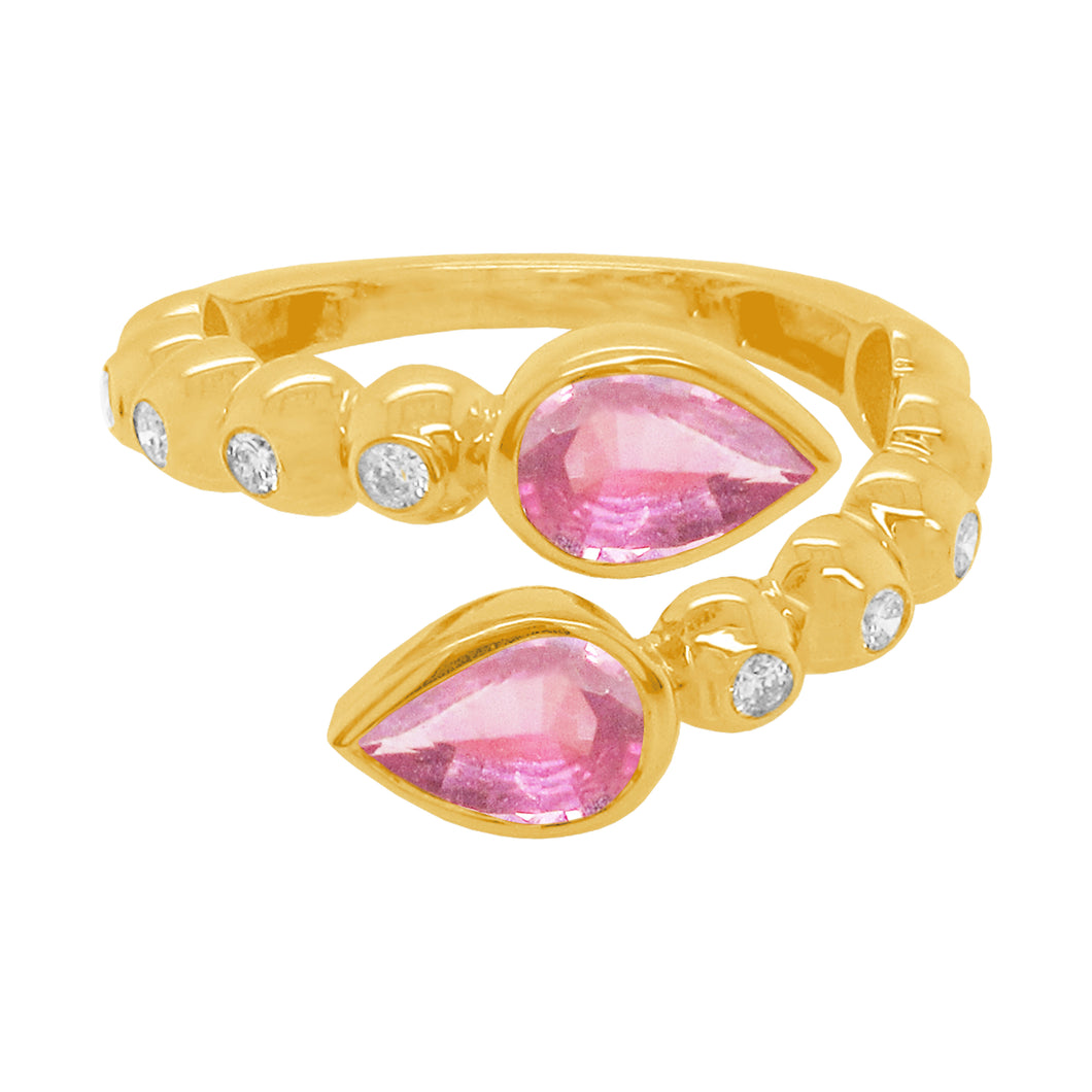 14K GOLD DIAMOND PINK SAPPHIRE KENDALL RING