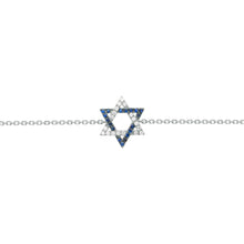 14K GOLD DIAMOND SAPPHIRE STAR OF DAVID BRACELET