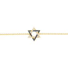 14K GOLD DIAMOND SAPPHIRE STAR OF DAVID BRACELET