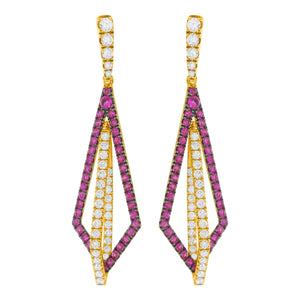 14K GOLD DIAMOND RUBY MORGAN EARRINGS