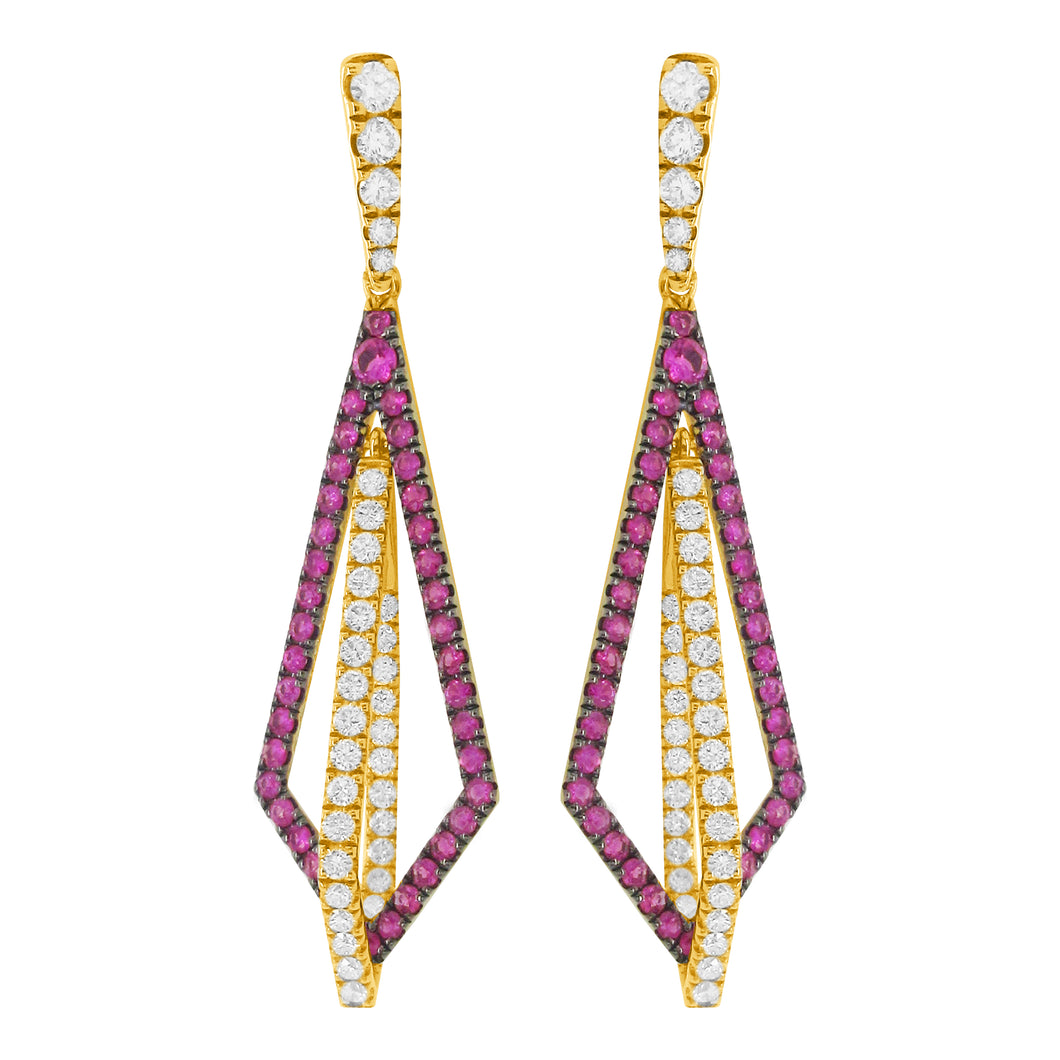 14K GOLD DIAMOND RUBY MORGAN EARRINGS