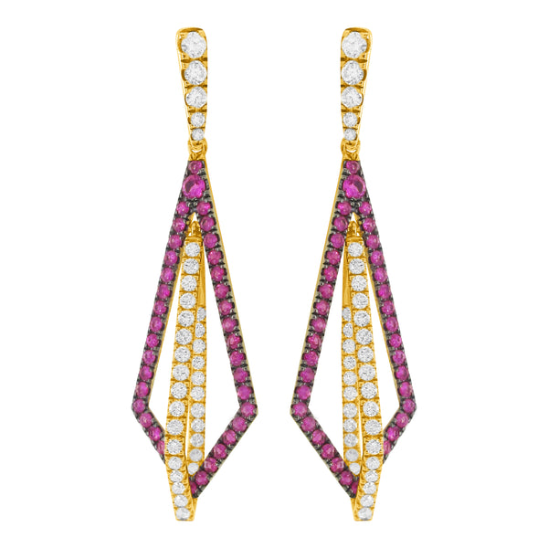 14K GOLD DIAMOND RUBY MORGAN EARRINGS