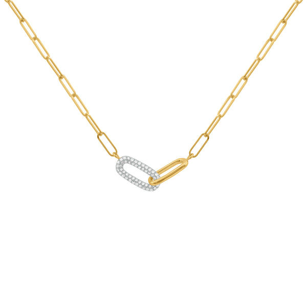 14K GOLD DIAMOND EMMA PAPERCLIP NECKLACE