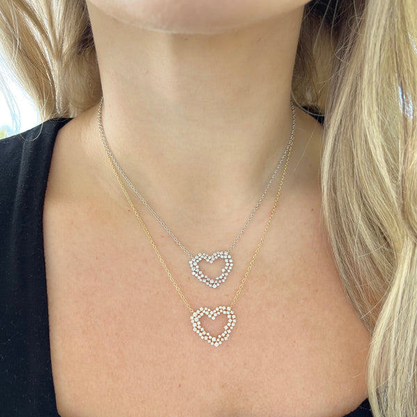 14K GOLD DIAMOND MARY ANN HEART NECKLACE