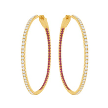 14K GOLD DIAMOND RUBY CALLIE HOOPS