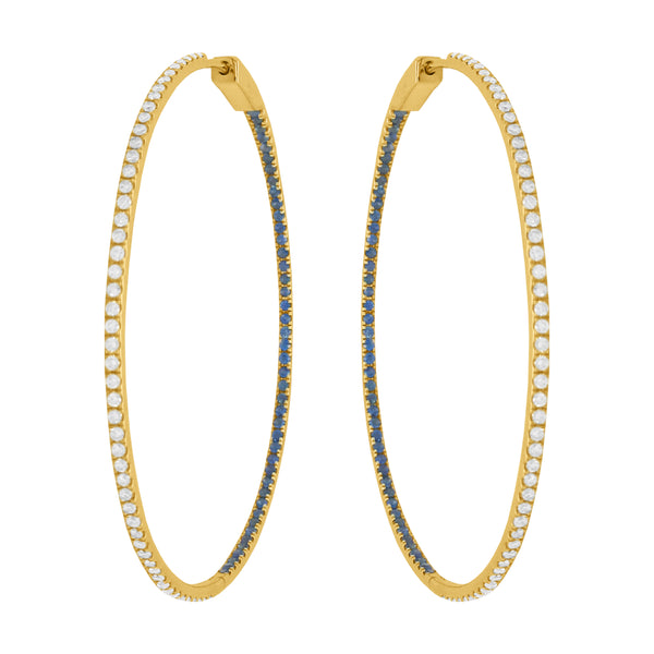 14K GOLD DIAMOND SAPPHIRE MIKA HOOPS