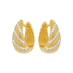 14K TWO-TONE GOLD DIAMOND CASSIE HUGGIES