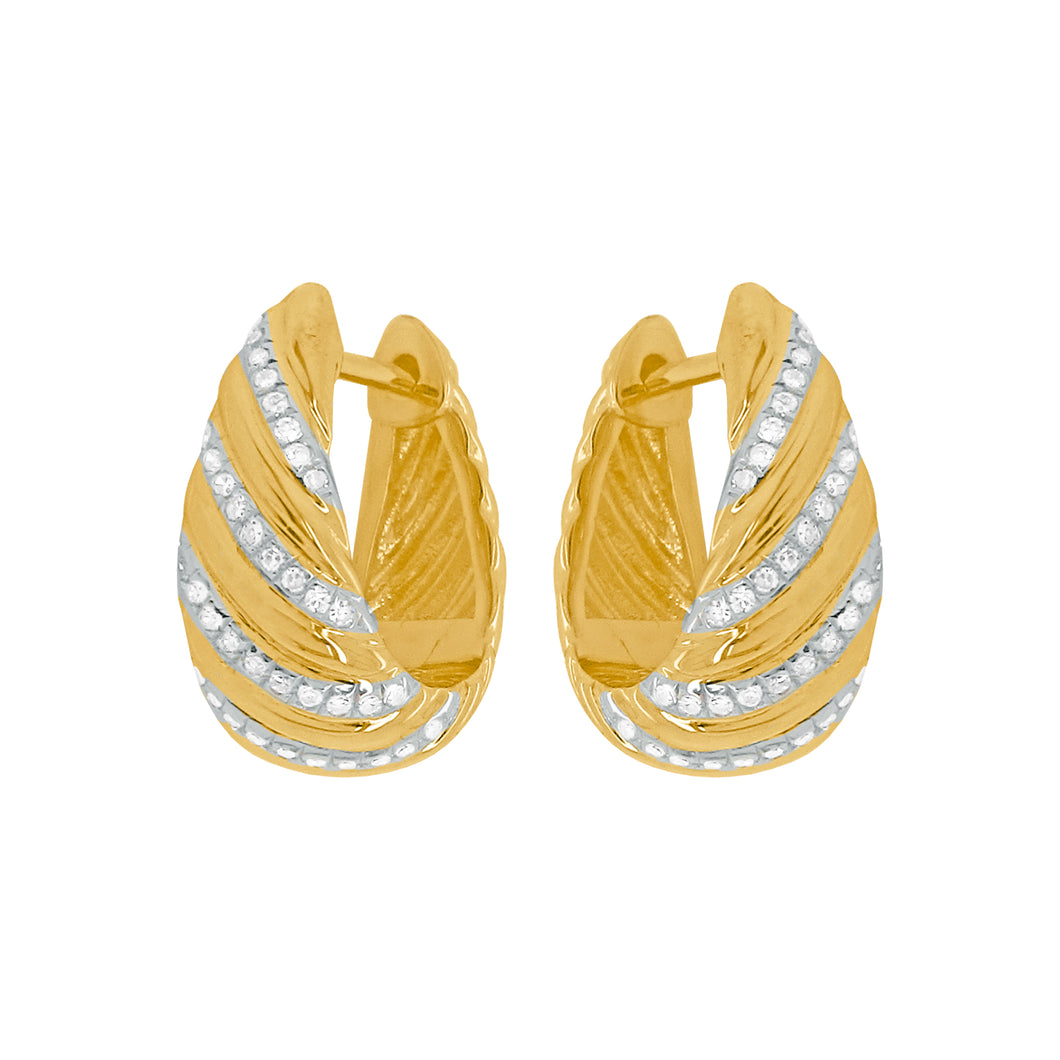 14K TWO-TONE GOLD DIAMOND CASSIE HUGGIES