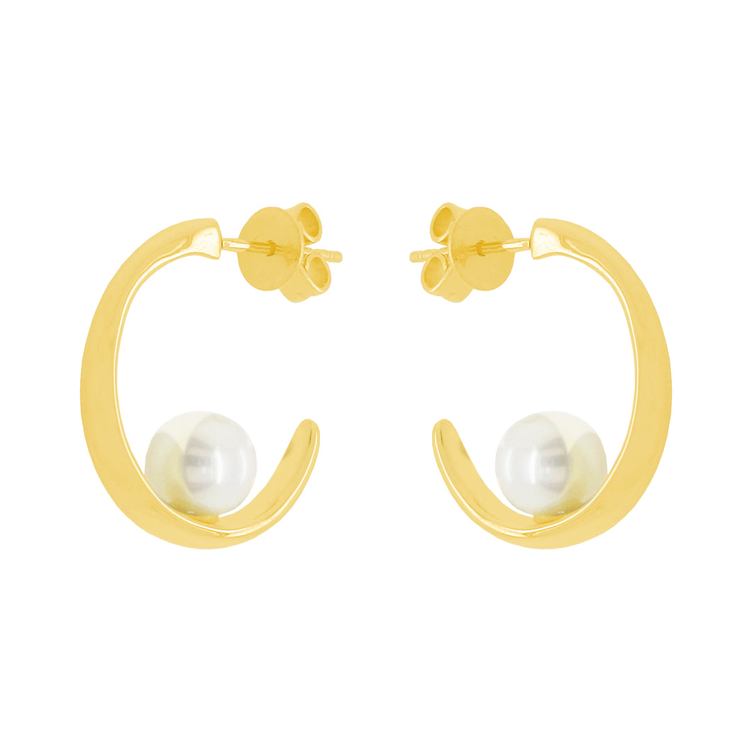 14K GOLD PEARL PIPPA HOOPS