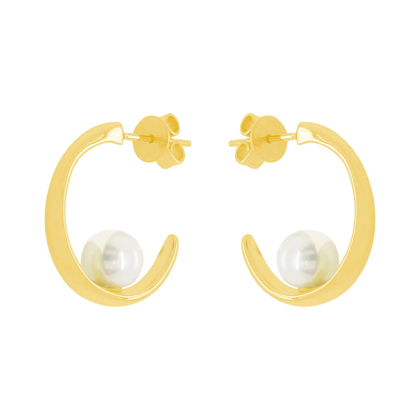 14K GOLD PEARL PIPPA HOOPS