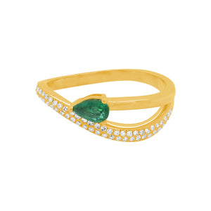 14K GOLD DIAMOND EMERALD PHOEBE RING