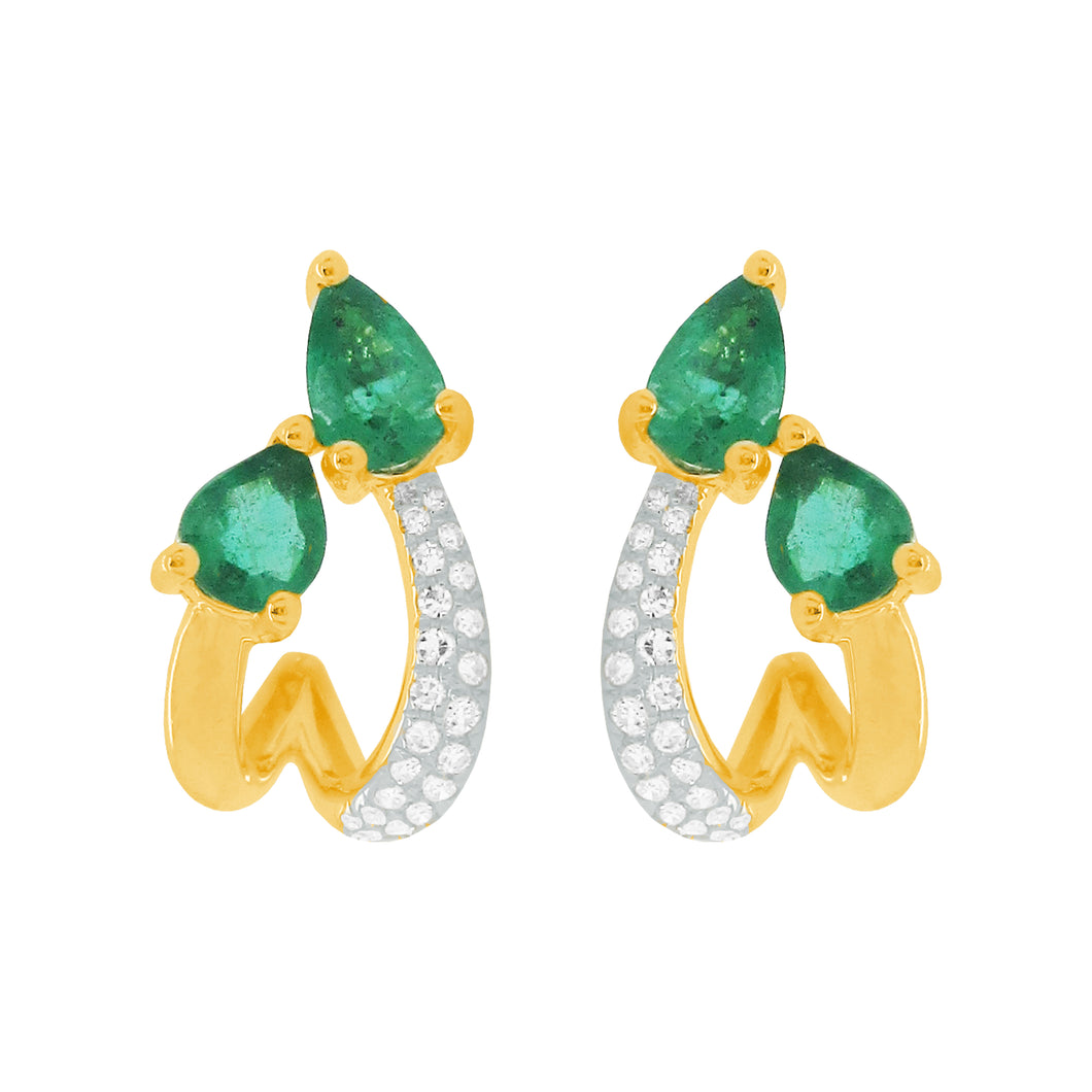 14K GOLD DIAMOND EMERALD NIKKI EARRINGS