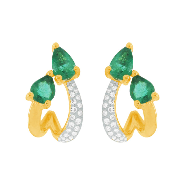 14K GOLD DIAMOND EMERALD NIKKI EARRINGS