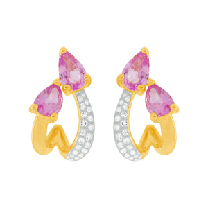 14K GOLD DIAMOND PINK SAPPHIRE NIKKI EARRINGS