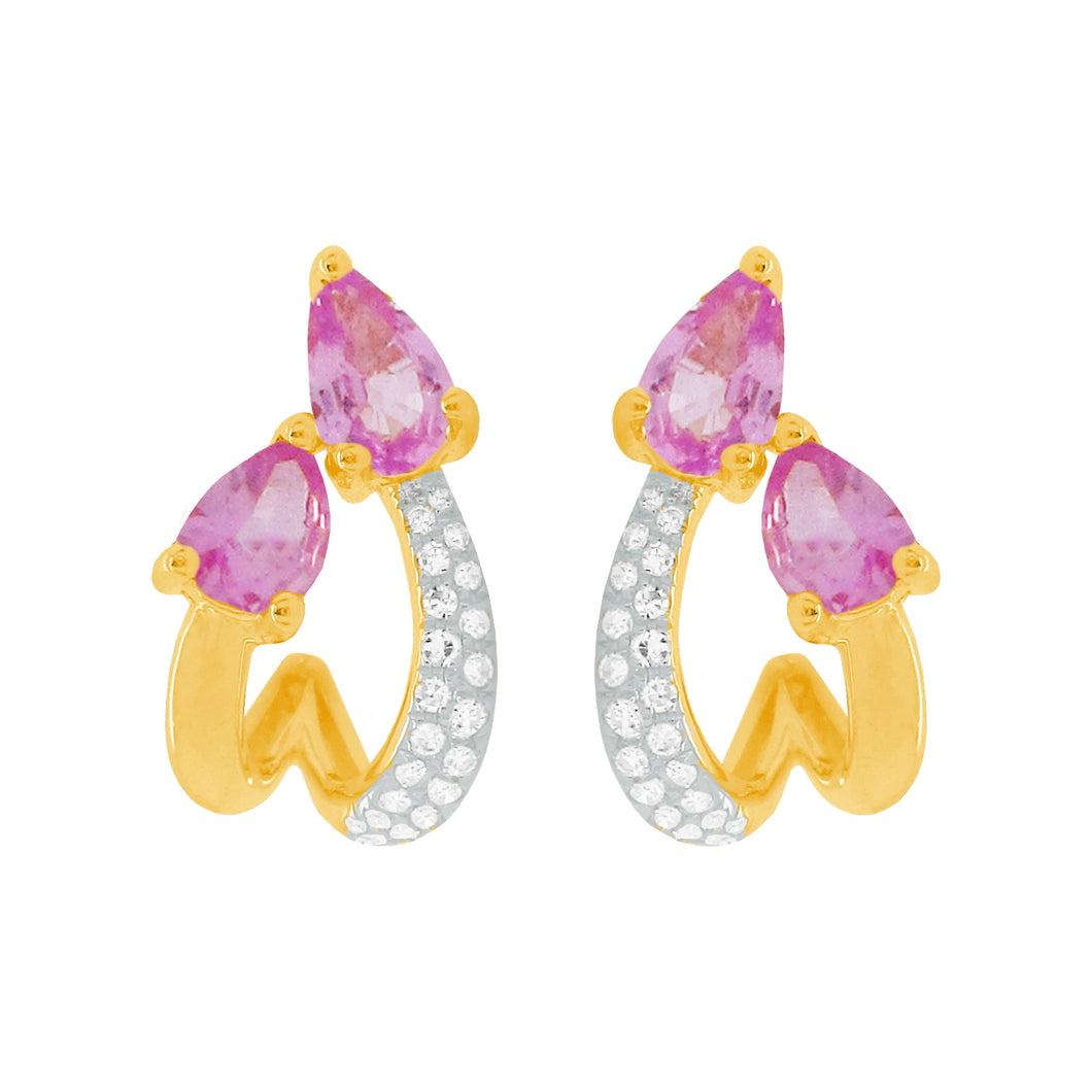 14K GOLD DIAMOND PINK SAPPHIRE NIKKI EARRINGS