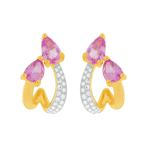 14K GOLD DIAMOND PINK SAPPHIRE NIKKI EARRINGS