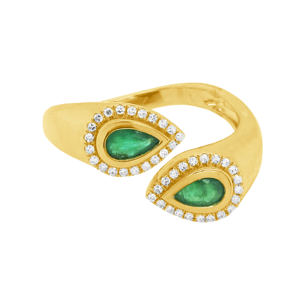 14K GOLD DIAMOND EMERALD SHANA RING