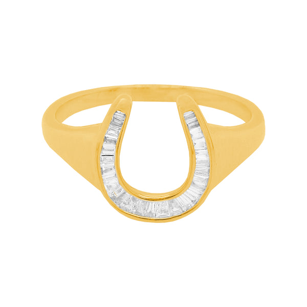 14K GOLD DIAMOND HORSESHOE RING