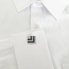 14K GOLD DIAMOND SAPPHIRE HENRY CUFFLINKS