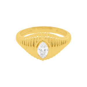 14K GOLD DIAMOND MARQUIS LENNON RING