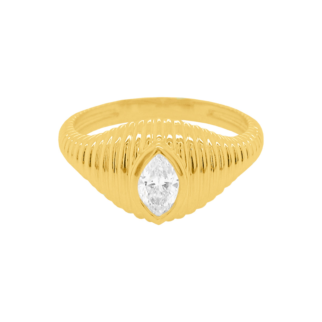 14K GOLD DIAMOND MARQUIS LENNON RING