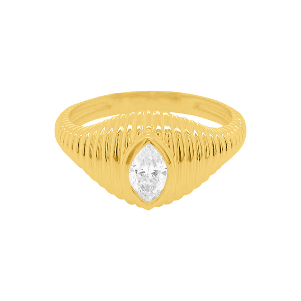 14K GOLD DIAMOND MARQUIS LENNON RING