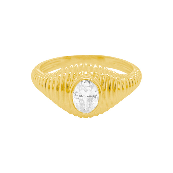 14K GOLD DIAMOND OVAL LENNON RING