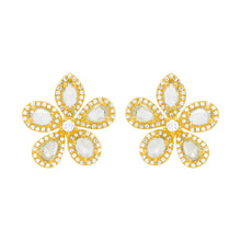 14K GOLD DIAMOND FARRAH FLOWER EARRINGS