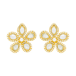 14K GOLD DIAMOND FARRAH FLOWER EARRINGS