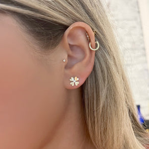 14K GOLD DIAMOND CELINE FLOWER STUDS