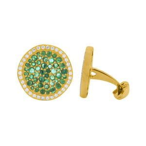 14K GOLD DIAMOND EMERALD TOBIAS CUFFLINKS