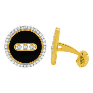 14K GOLD DIAMOND BLACK AGATE SAM CUFFLINKS