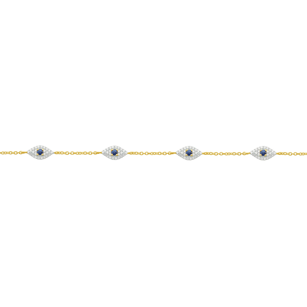 14K GOLD DIAMOND ERIN EVIL EYE BRACELET