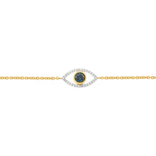 14K GOLD DIAMOND BLUE TOPAZ EVIE EVIL EYE BRACELET