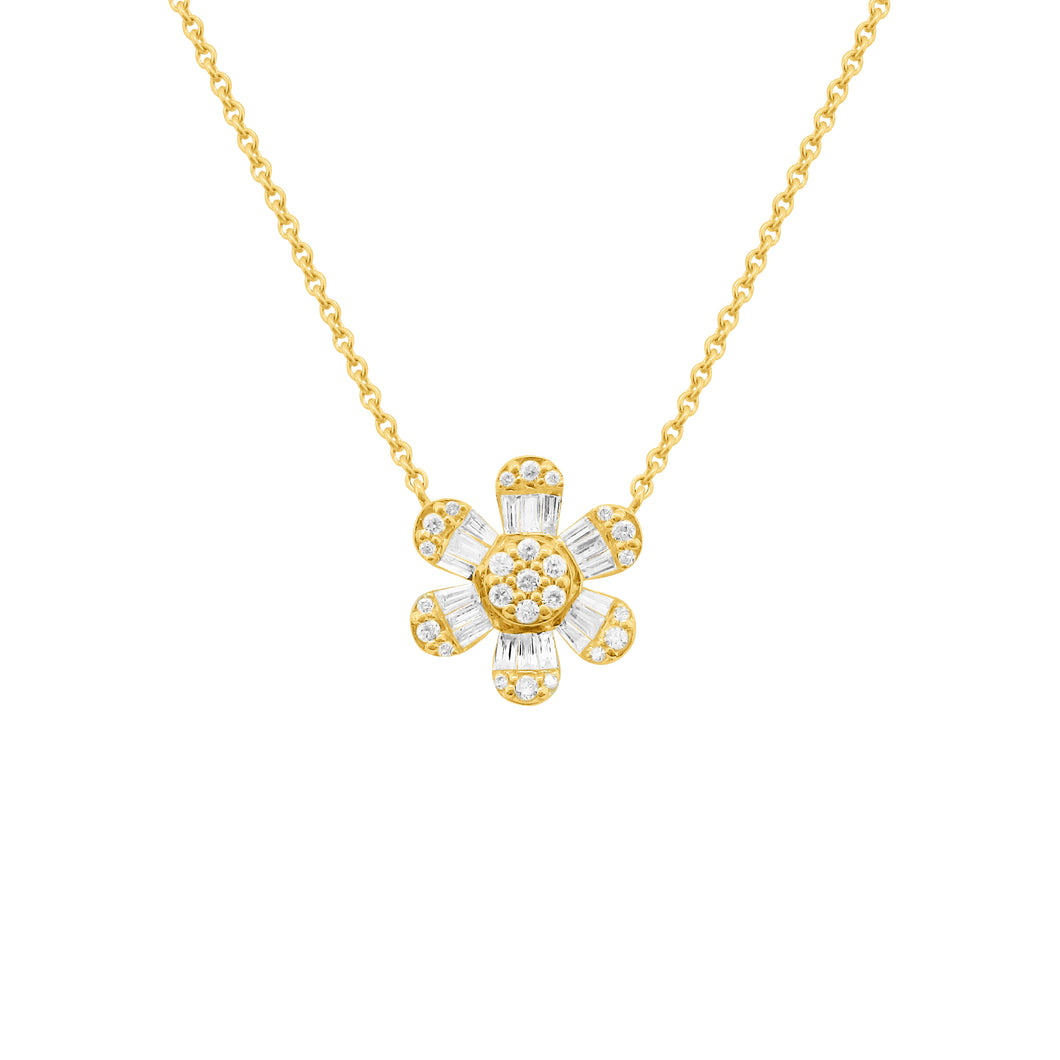 14K GOLD DIAMOND BRANDY FLOWER NECKLACE